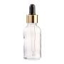 30ML Clear Glass Aromatherapy Bottle With Pipette - Black & Gold Collar 18/78