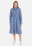 Tommy Hilfiger Org Co Stripe Midi Shirt Dress - Nola Stripes Desert Sky