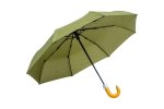 21" Wooden Hooked Handle Auto Open & Close Fold-up Rain Umbrella