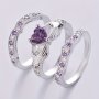 3pcs Men's Trendy Rings Classic Hollow Love Gesture Stacking Cubic Zirconia Ring Hugging Heart-Shaped Jewelry Promise Eternity Engagement Wedding Ring Anniversary Gift