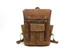 Leather Canvas Portable Waterproof Backpack