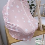 Car Seat Cover Simple Star Dusty Pink And White