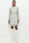 High Neck Fit And Flare Printed Dress - Sage