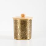 Embossed Canister With Wooden Lid - Gold