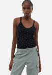 Lace-trimmed Ribbed Vest Top - Black Floral