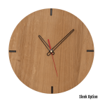 Mika Wall Clock In Oak - 250MM Dia Clear Varnish Sleek Red Second Hand