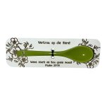 Psalm 24:14 Ceramic Green Spoon On Board