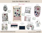 Cot Duvet Bedding Safari Navy Maroon Flower Set