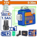 12V Cordless Self-levelling Line Laser 1.5AH Kit 0-30M WLE8M12