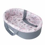 Carry Cot Printed Floral: Pink And Grey Garden Flower Set