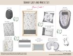 Cot Duvet Bedding Bunny Grey And White Set