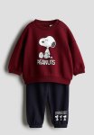 2-PIECE Motif-detail Set - Dark Red snoopy