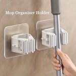 2/4PCS Hanging Mop Storage Rack With Buckle Punch-free Mop Clip Hook Holder For Bathroom Plastic Broom Storage Holder Household 