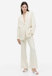 Flared Viscose Trousers - Cream