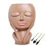 Face Flower Pot Head Succulent Planter With Gardening Tools- Closed Eyes