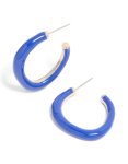 Goldair Gold Dark Blue Enamel Irregular Hoop Earrings