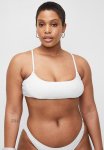 Cotton On Plus Straight Neck Crop Bikini Top - White Jacquard