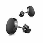 Black Round Stud Earrings Set Stainless Steel Circle Ear Studs For Men Women Black 6MM