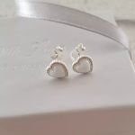 SIERRA 925 Sterling Silver Sn Opal Fire And Snow Heart Earrings Size: 7MM