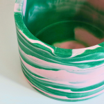 Eco-resin Marbled Planter - Green & Pink 15CM X 11.5CM X 15CM