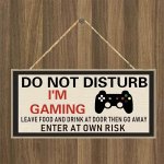 1PC "do Not Disturb I'm Gaming "bedroom Board Home Decor Wooden Sign Hanging Door Gifts Christmas Birthday Gift For Son Brother