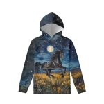 Wellflyhom Horse Moon Girls Hoodie Size 6-7 Graphic Flower Sweatshirt Long Sleeve Sweater With Kangaroo Pocket Pullover Kids Swe
