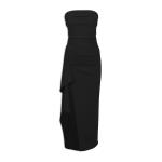 Black Strapless Pleat Maxi Dress