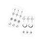 2PIECE - Crescent Moon Starlight & Floral Design Temporary Tattoos - Black