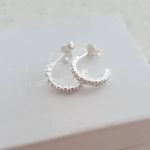 Kimmie 925 Sterling Silver Crystal Half Hoop Earrings Small 2X12MM