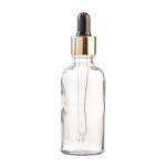 50ML Clear Glass Aromatherapy Bottle With Pipette - Black & Gold Collar 18 89