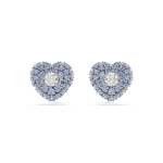 SWAROVSKI Hyperbola Stud Earrings Heart Blue Rhodium Plated