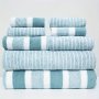 8pcs Striped Microfiber Towel Set 4 Washcloths & 2 Hand Towels & 2 Bath Towels Absorbent & Quick-drying Face Towel Super Soft & Thickened Bathing Towel For Home Bathroom Ideal Bathroom Supplies