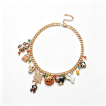 Halloween Charm Choker Necklace Pumpkin Ghost Spider Skull Enamel Pendant