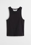 Ribbed Cotton Vest Top - Black