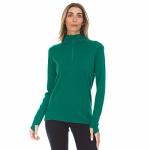 100% Merino Wool - Midweight Womens 1 4 Zip - Midlayer - Emerald Green - Small