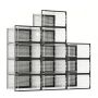 Pack Of 12 Stackable Plastic Shoe Storage Boxes Foldable Organiser