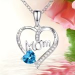 Rhinestone Decor Heart-shaped Pendant Necklace Mother's Day Gift For Mom