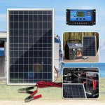 Portable Solar Panel Kit With Charge Controller - 1 Piece Solar Charging Panel For Rv Camping Hiking Car Boat Phones Outdoor Lig