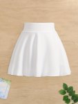 Girls' Athletic Skirt With Side Pocket Solid Color A-line MINI Skirt Stretchy Flared Casual Skating Skirt Sporty Style
