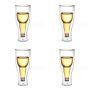 4 Beer Glasses Clear Double Wall Insulated Pub Mug Upside Down Design
