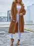 Plus Size Casual Faux Fur Coat Women's Plus Solid Teddy Fleece Long Sleeve Lapel Collar Single Breast Button Longline Coat