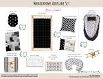 Cot Duvet Bedding Monochrome Airplane Set