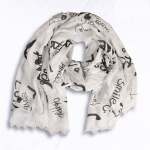 Awesome Love Print Bamboo Scarf - White Free