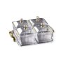 4 Grid Clear Snack Plastic Serving Platter With Gold Rim & Lid