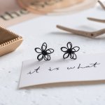 Women Fairy Hollow Black Double-layer Flower Earrings Girls Cute Earrings Ear Jewelry