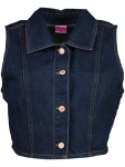 Edge Dark Denim Button-down Waistcoat - XS Blue
