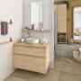 Bathroom Cabinet Wall Hung 2 Drawer Natural Oak 900MM