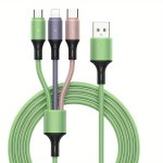 Gesen 3-IN-1 Silicone USB Charging Cable Round Matte Multi USB Charger Cable Male To Male USB To Type-c/micro Usb/lightning No D