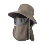 Predolo Fishing Hat With Neck Flap For Men Women Windproof Strap Sun Protection Cap Bucket Hats For Hiking Climbing Cycling Dark
