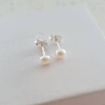 Adelyn 925 Sterling Silver Genuine Fresh Water Pearl Earrings Small 4MM